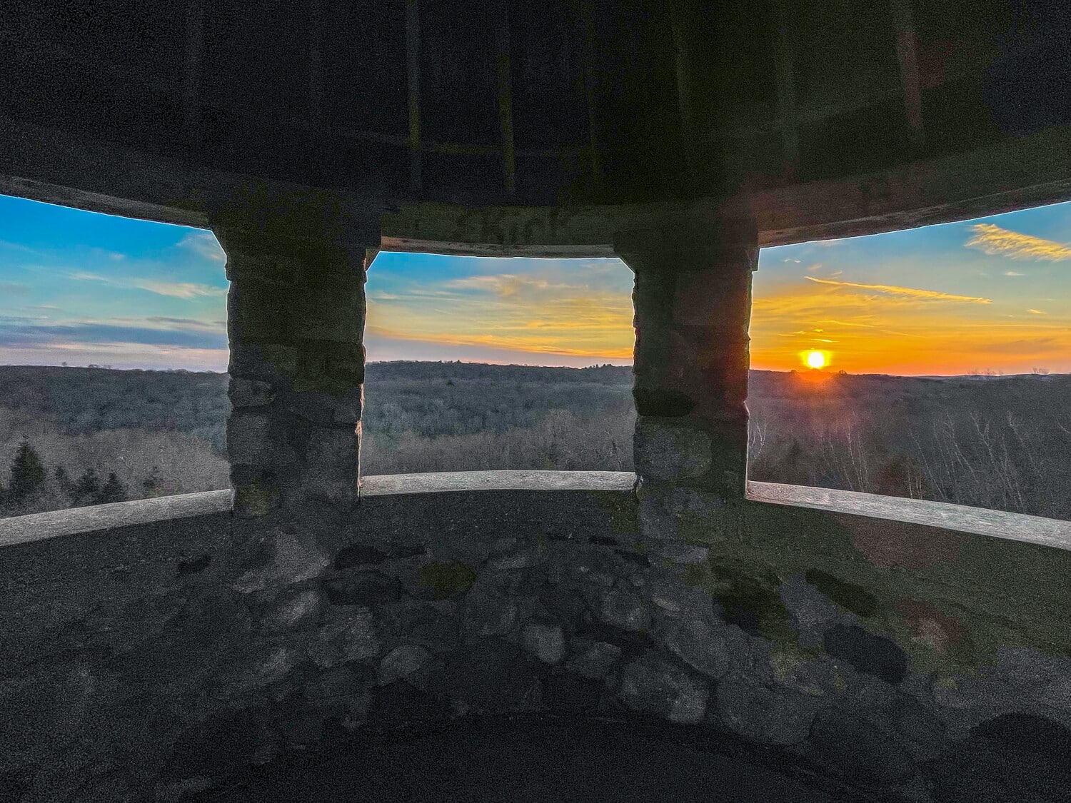 Sunset view from Camp Columbia tower Connecticut 