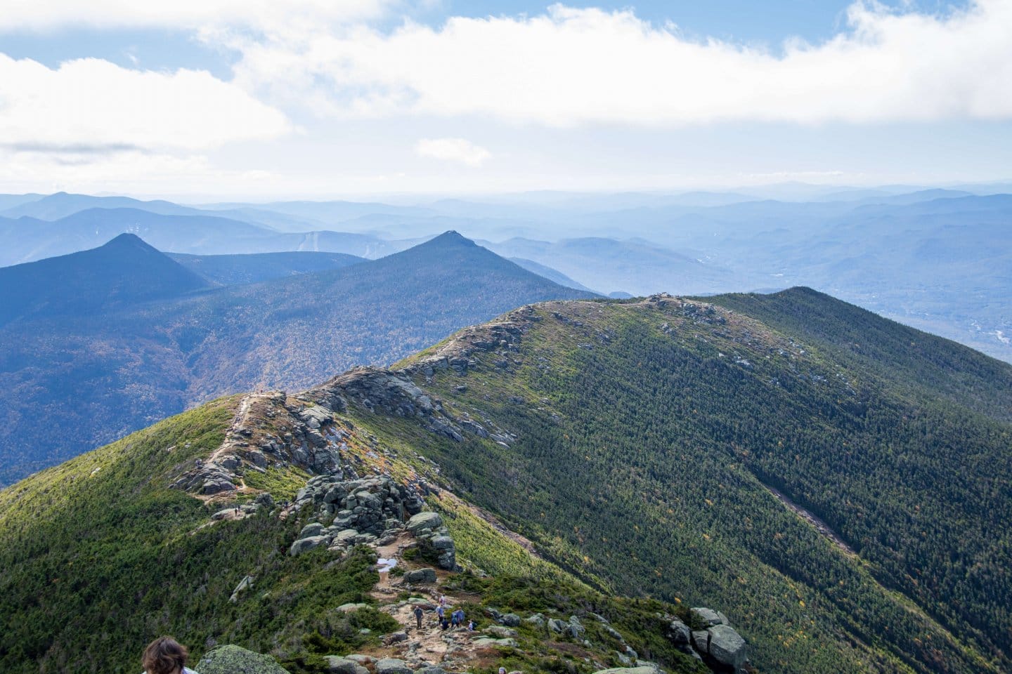 ridge trail on mountains in New Hampshire