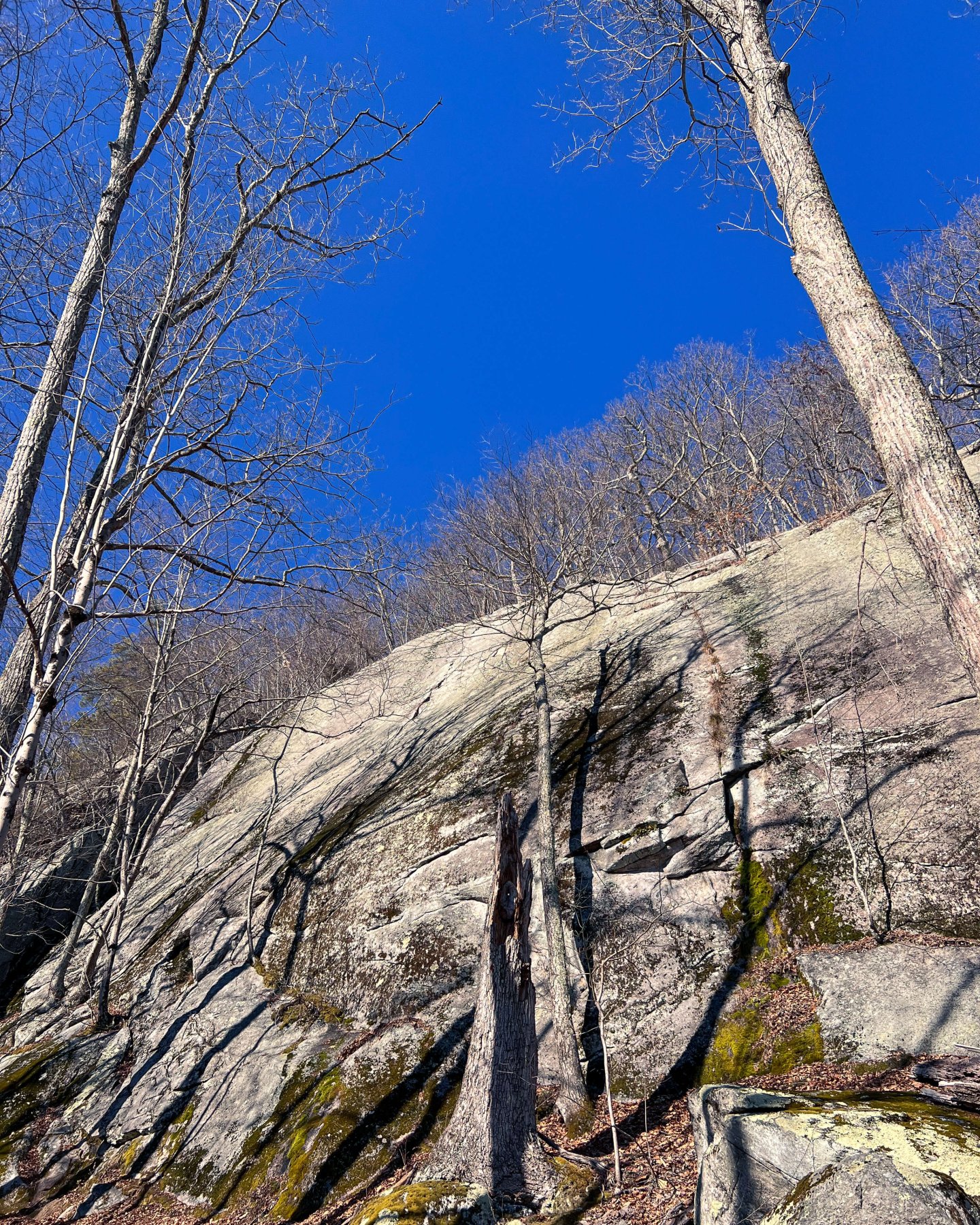 blue sky stone ledges on a hike