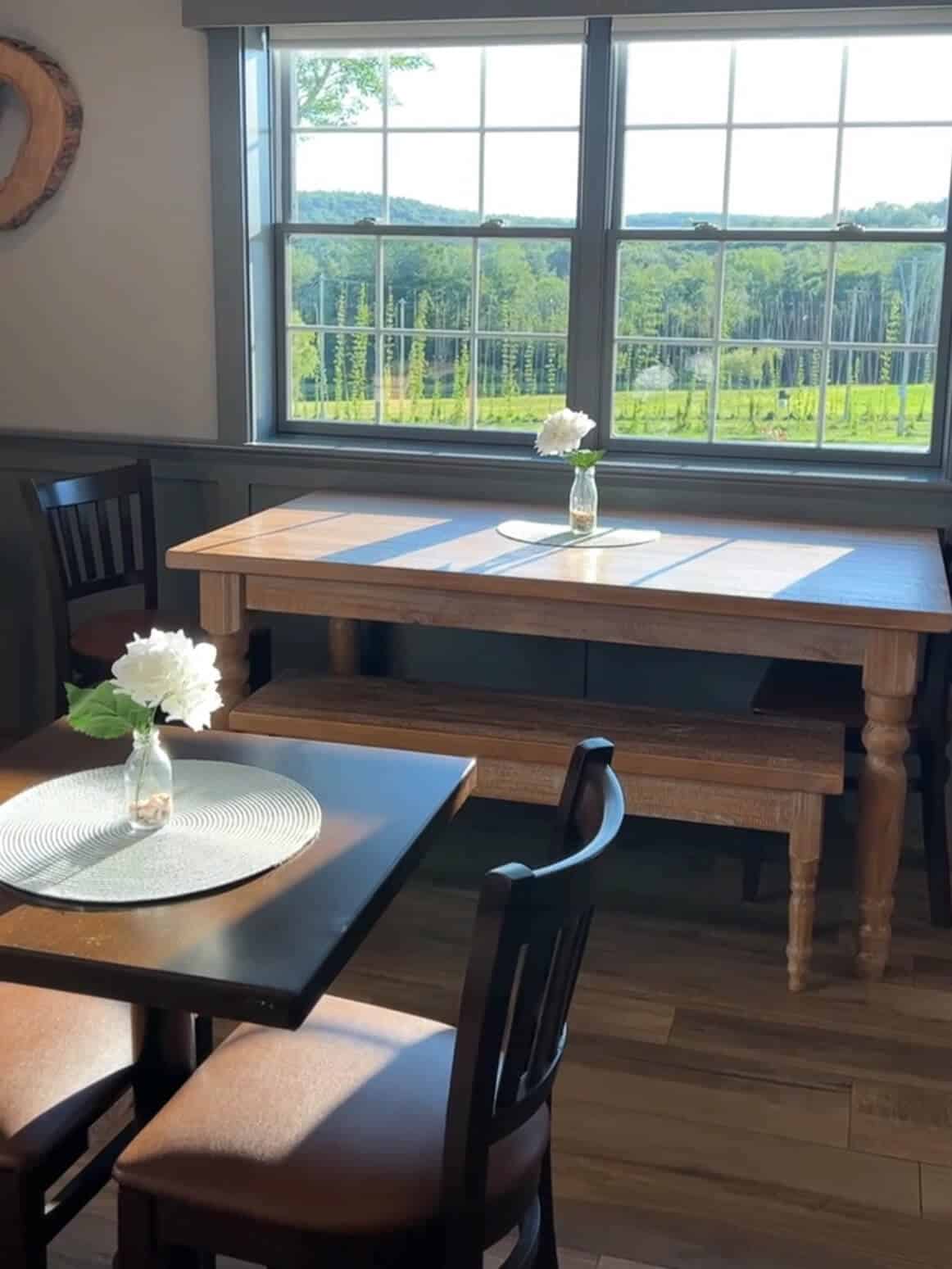 sun lit room inside norbrook farm conneticut brewery