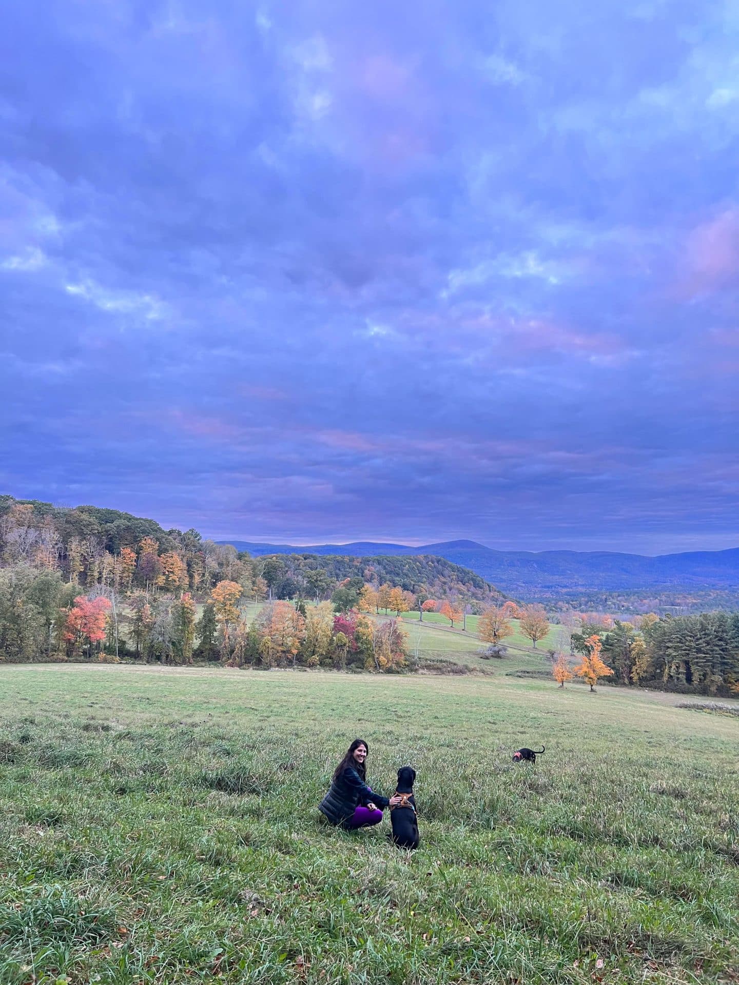 woman standing in field with green rolling hills in background in salisbury ct