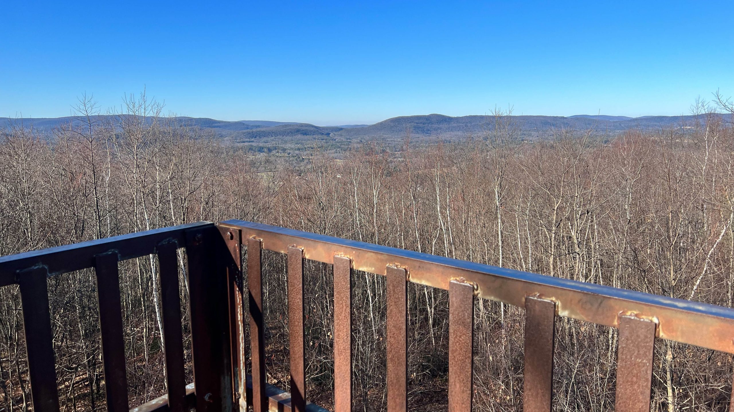 a view from the top of a tower on a berkshire hike in stockbridge