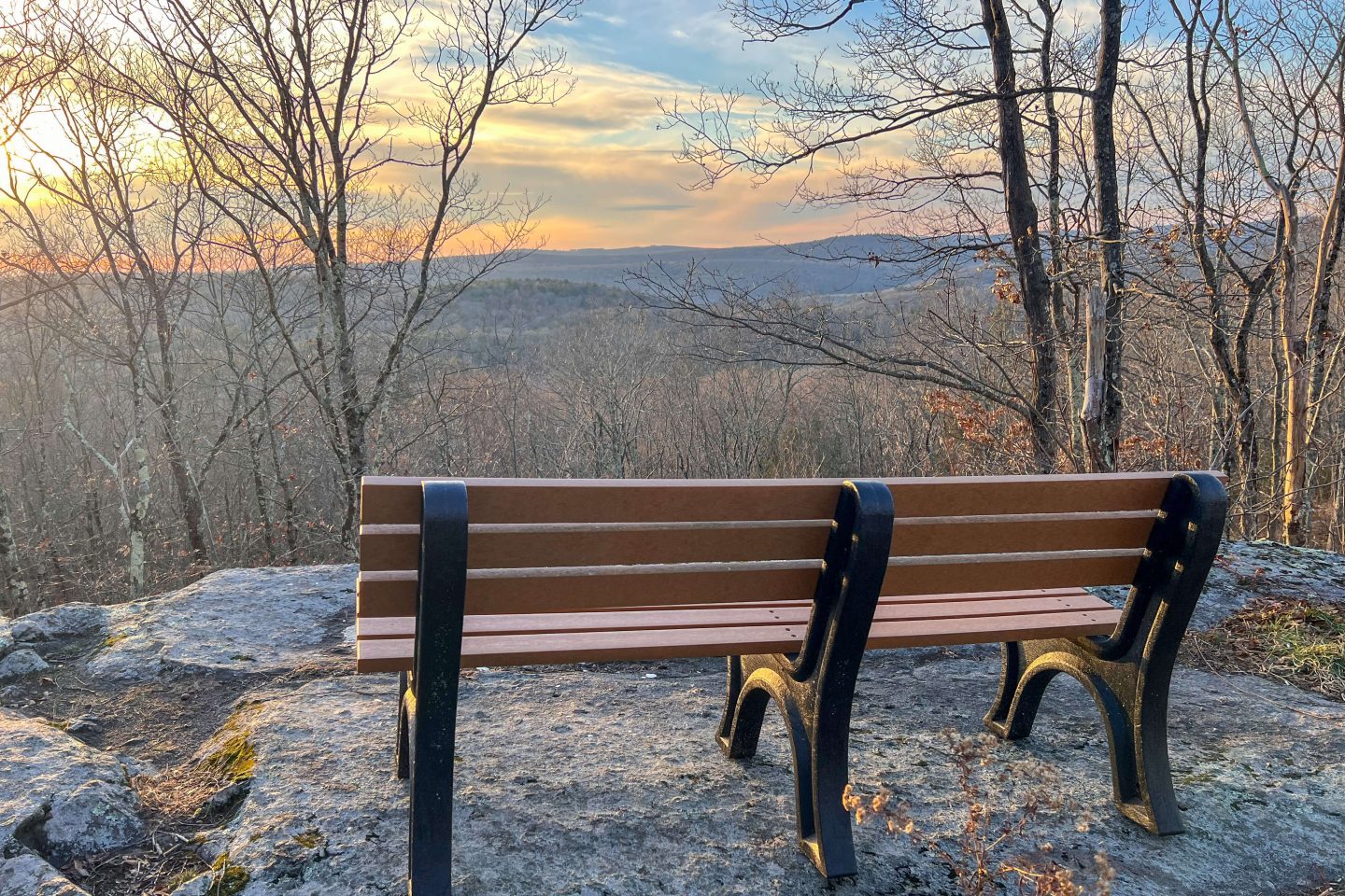 bench on top of prospect mountain in litchfield connecticut