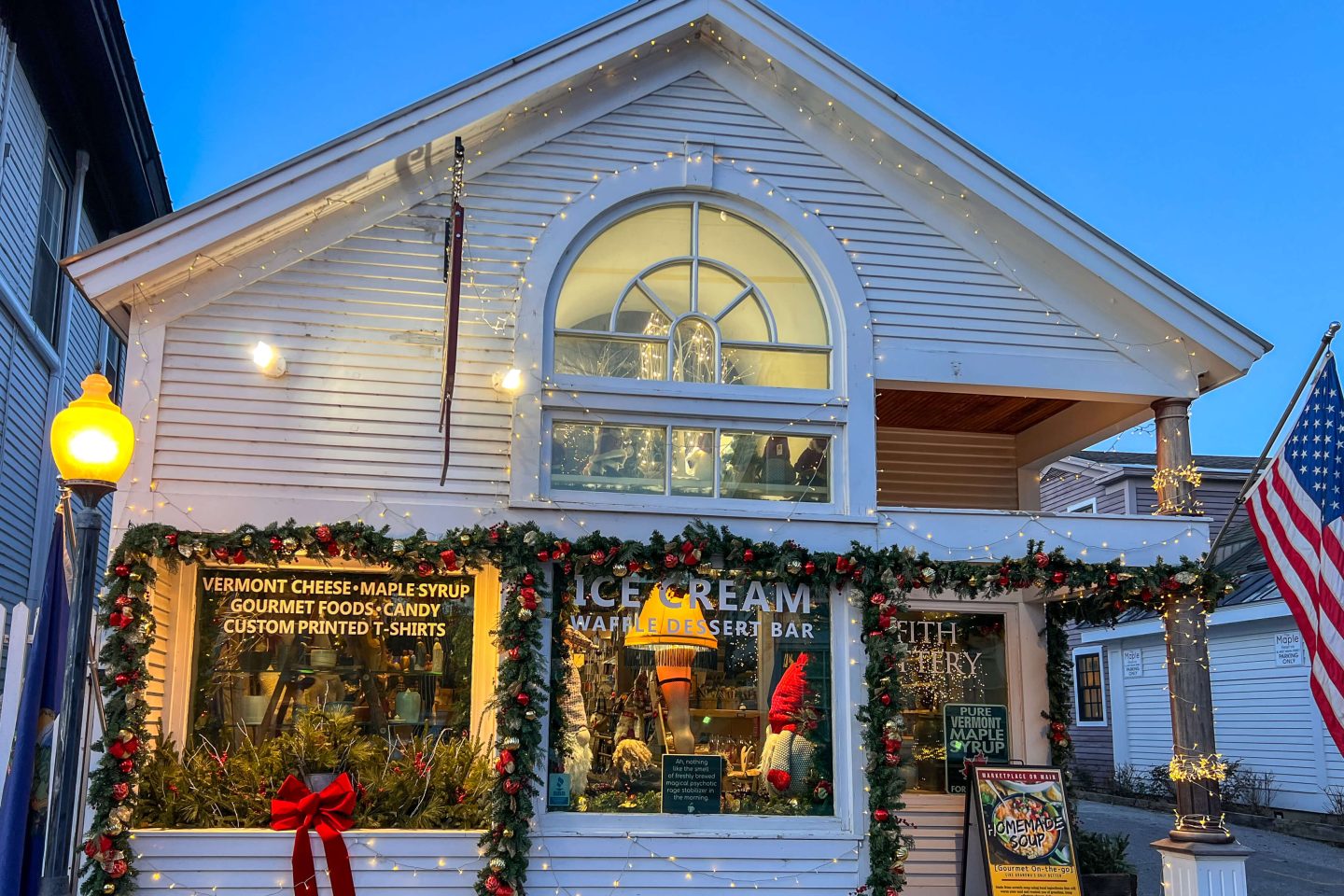 downtown manchester vermont during wintertime