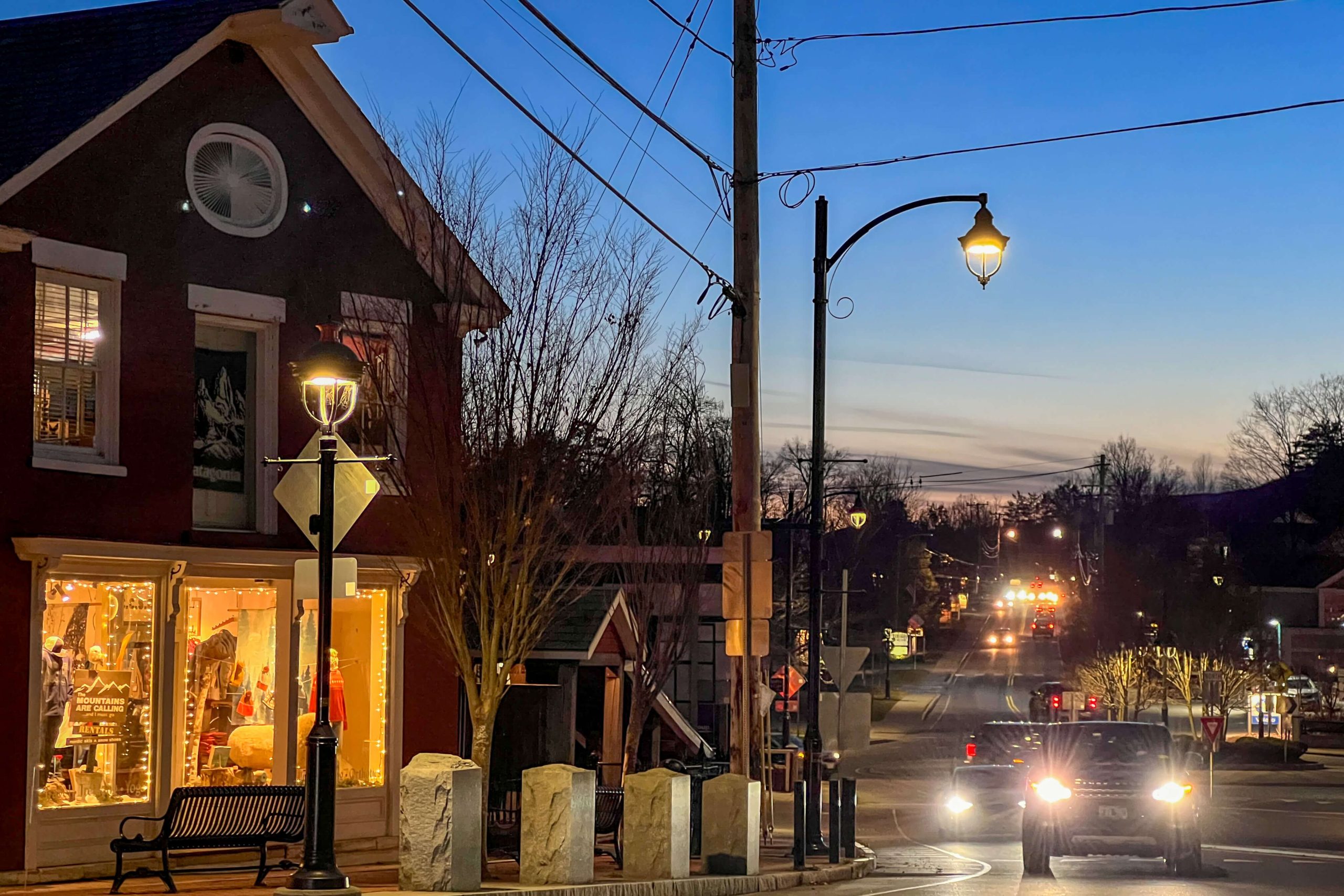 downtown manchester vermont during wintertime