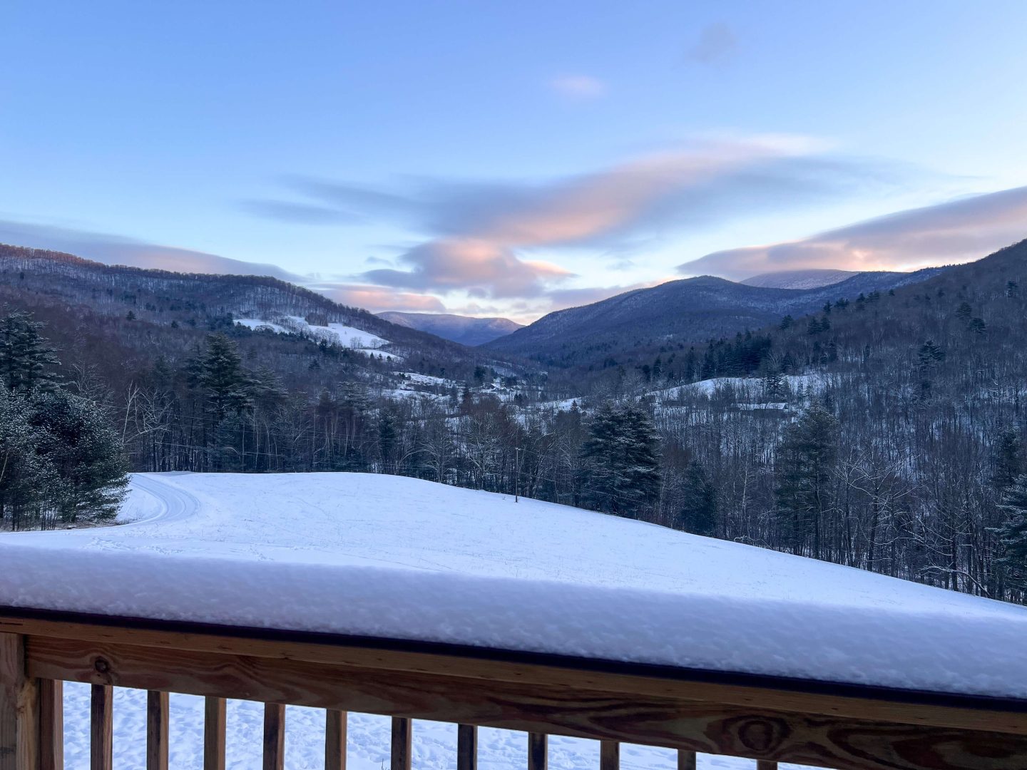 mountain view from deck at best airbnb near manchester vermont