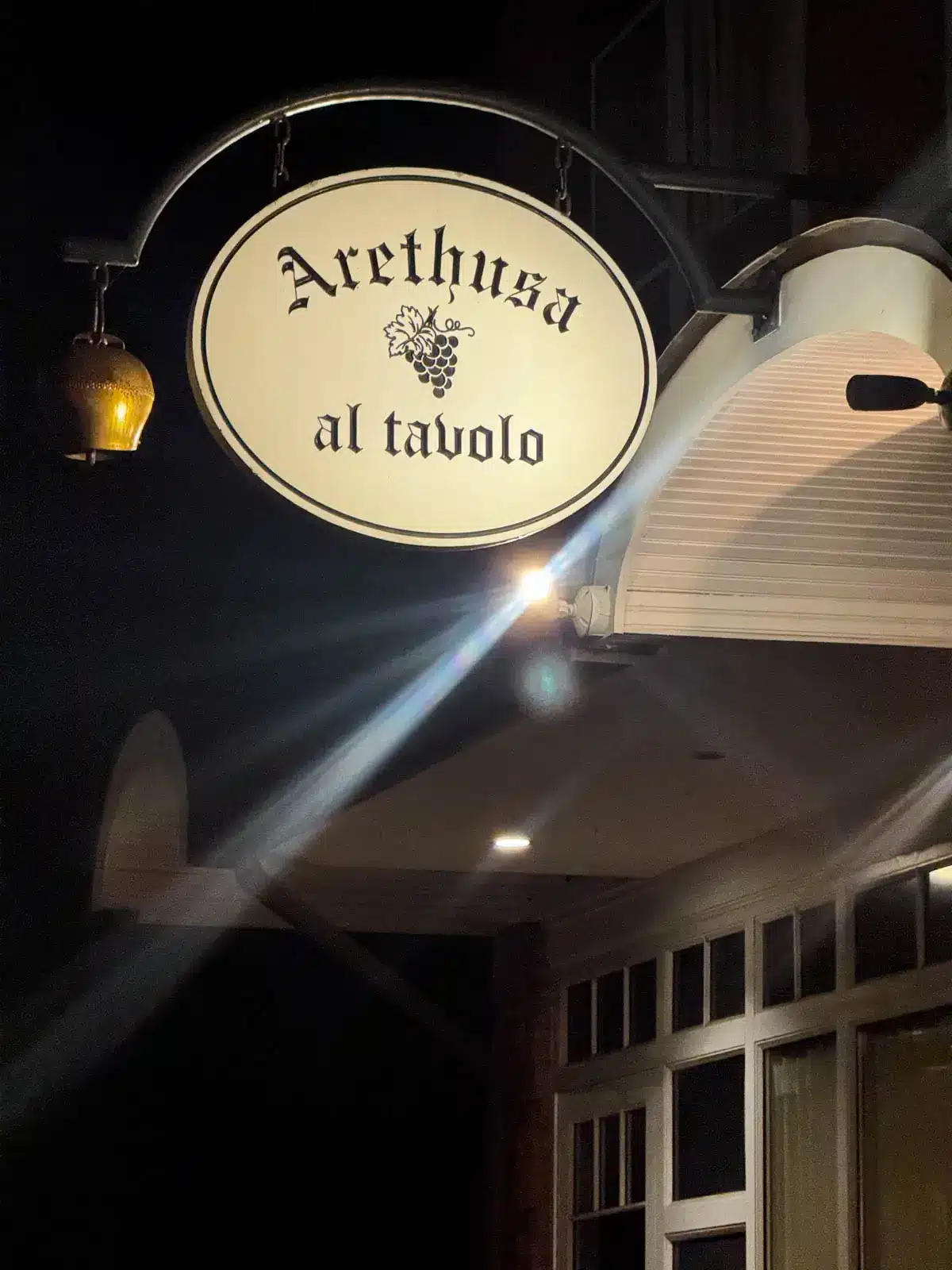 white sign of arethusa restaurant in litchfield.