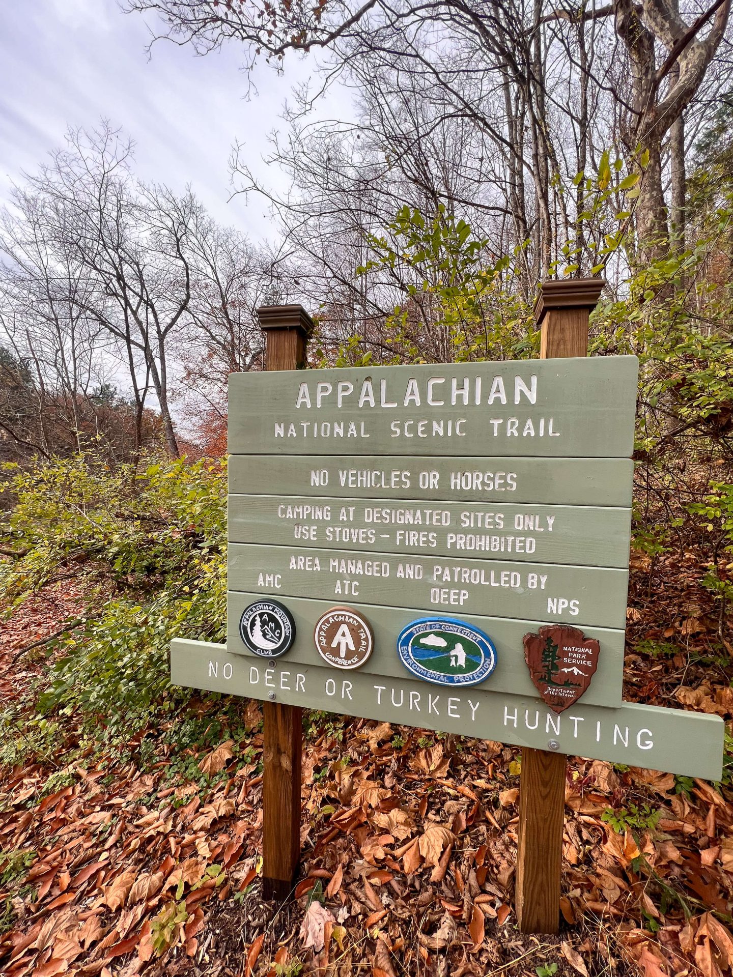 appalachian trail river walk in late fall in kent connecticut
