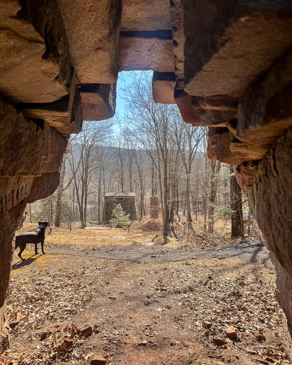 mine opening with dog in distance in roxbury ct