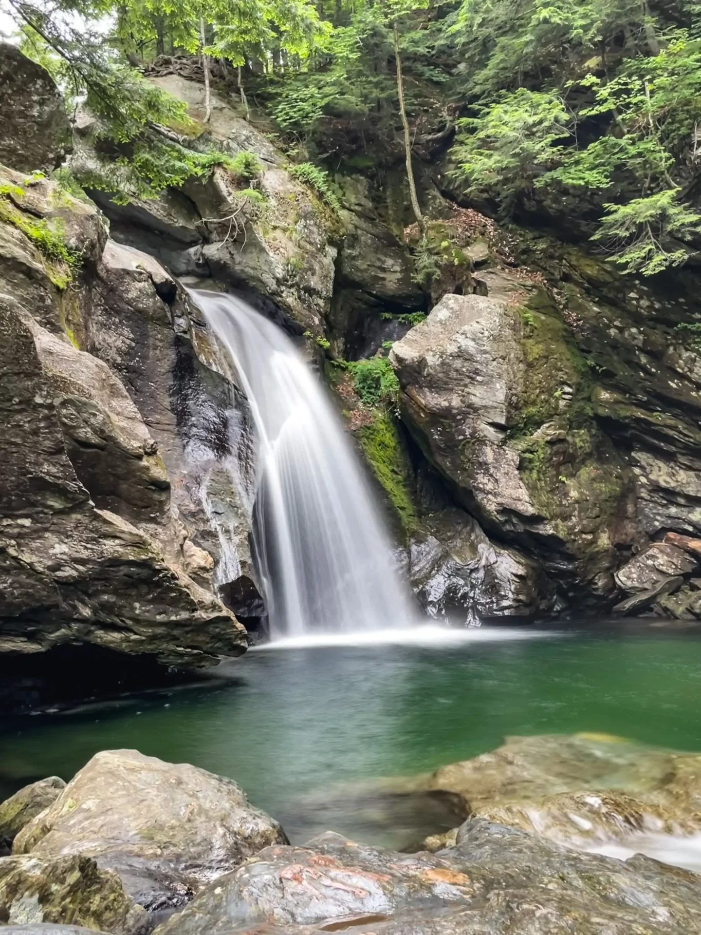 bingham falls in stowe vermont in summer