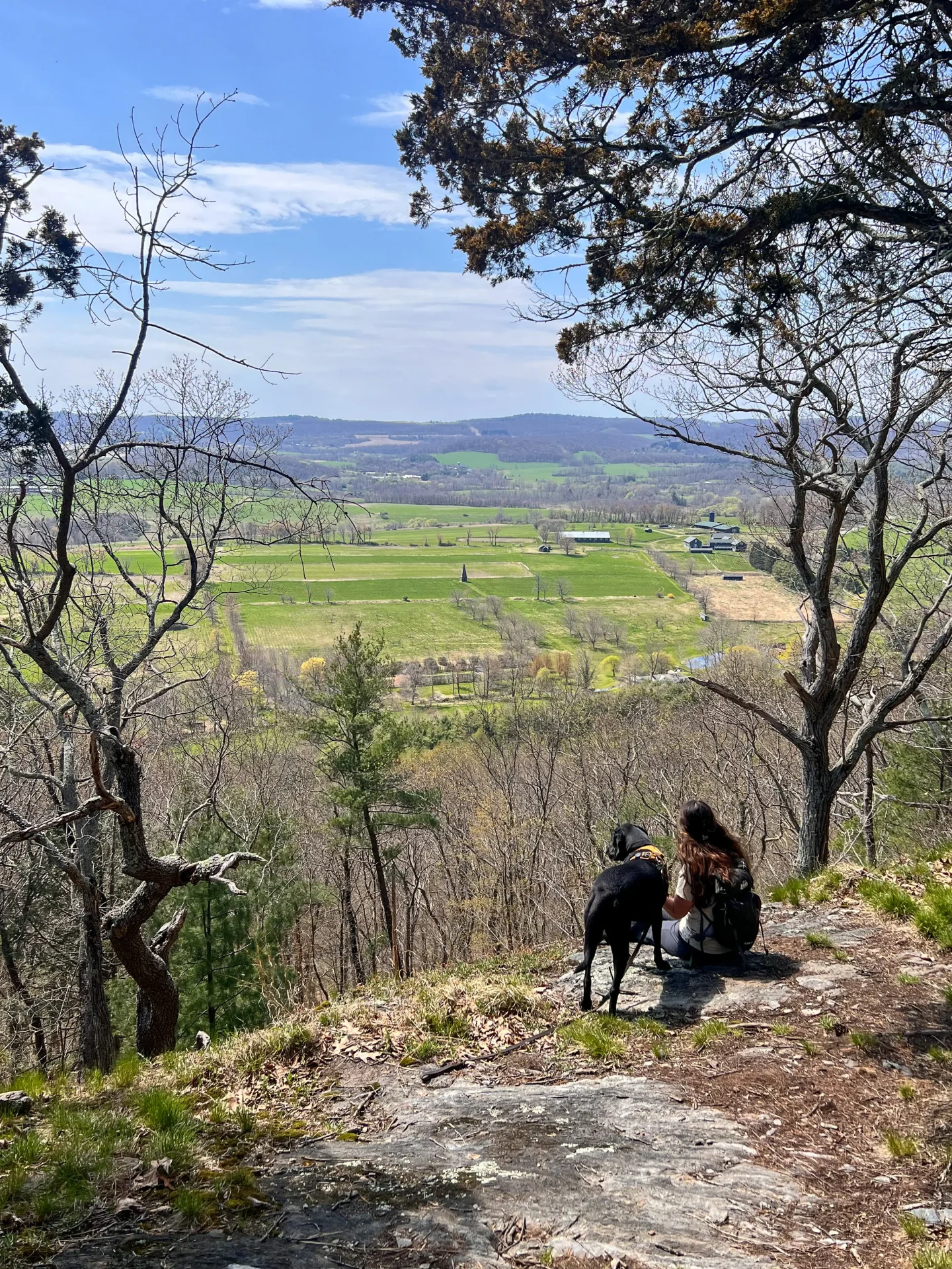 woman on a hike in spring in sharon connecticut