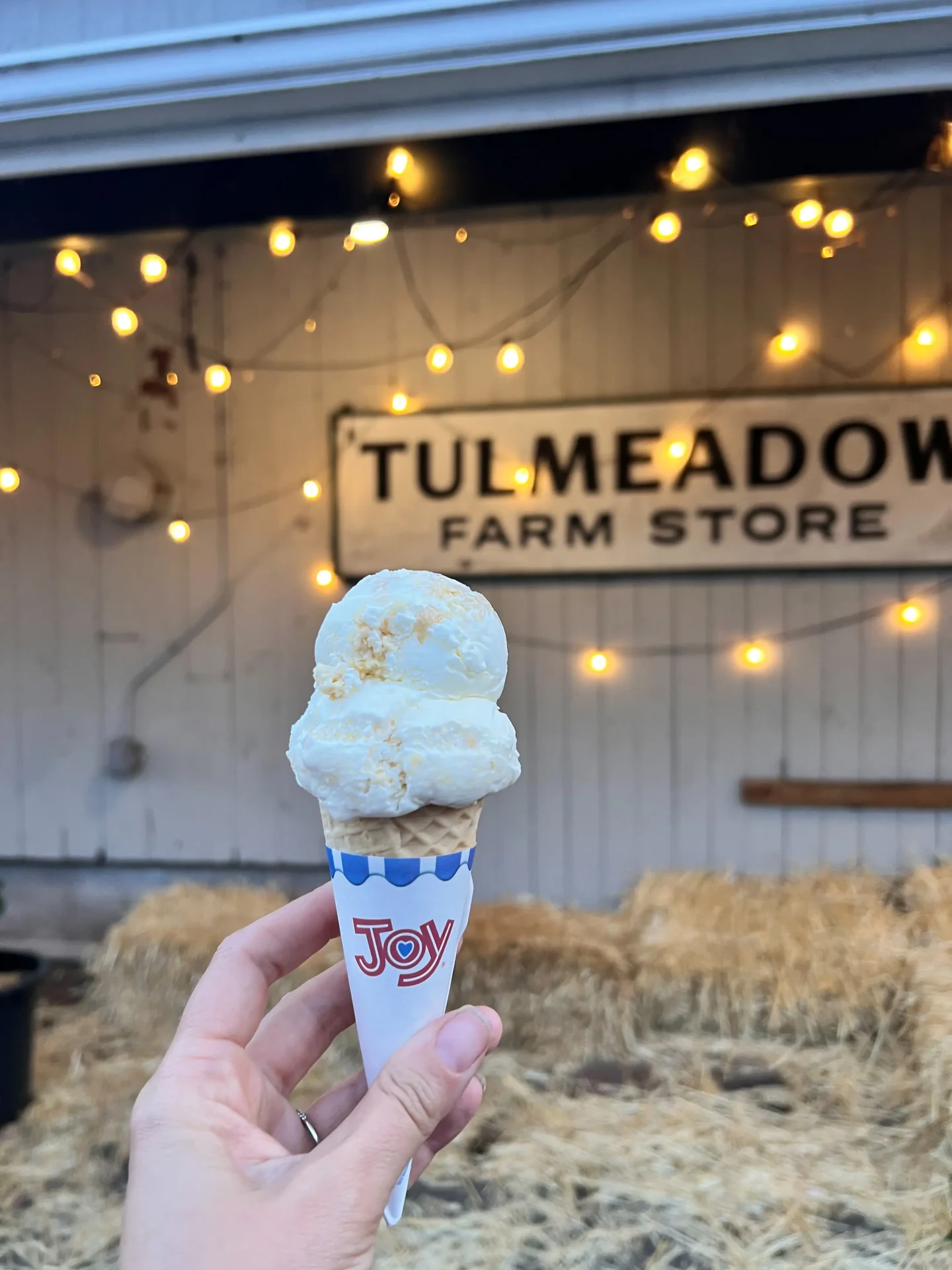 vanilla ice cream cone at tulmeadow farm in simsbury ct