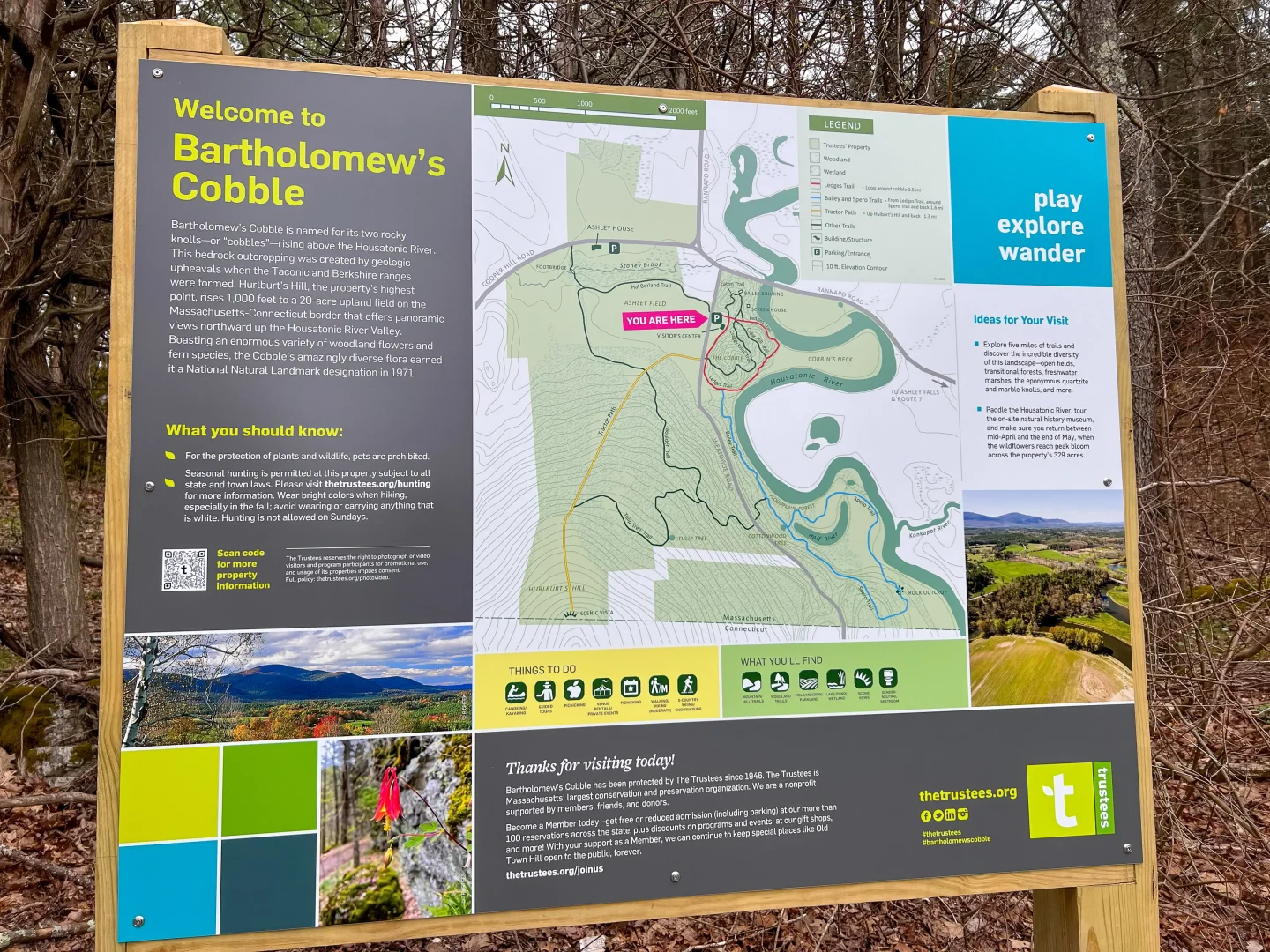 map of bartholomew's cobble trail in massachusetts