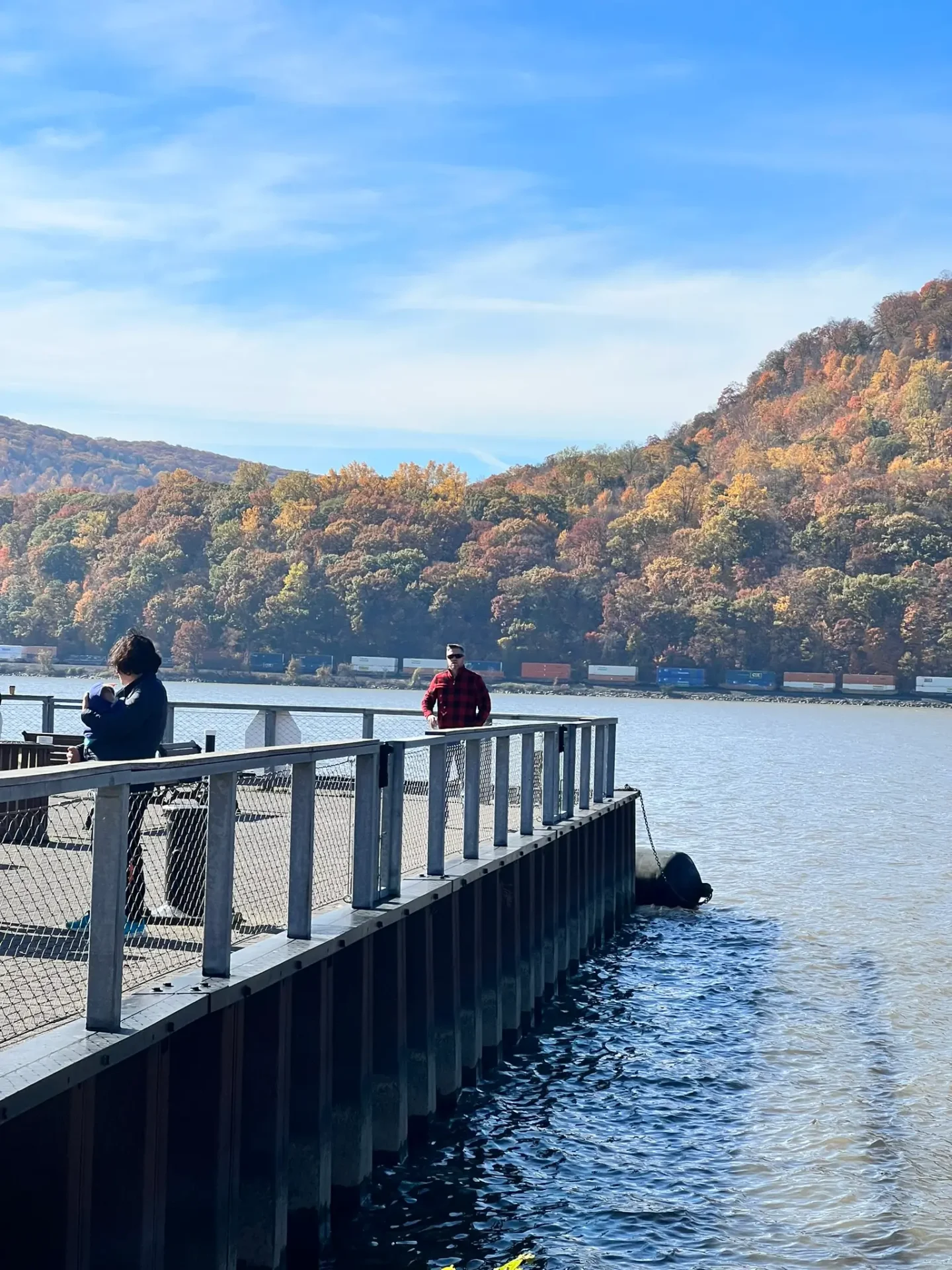 dockside park with pier going out to hudson river in cold spring ny