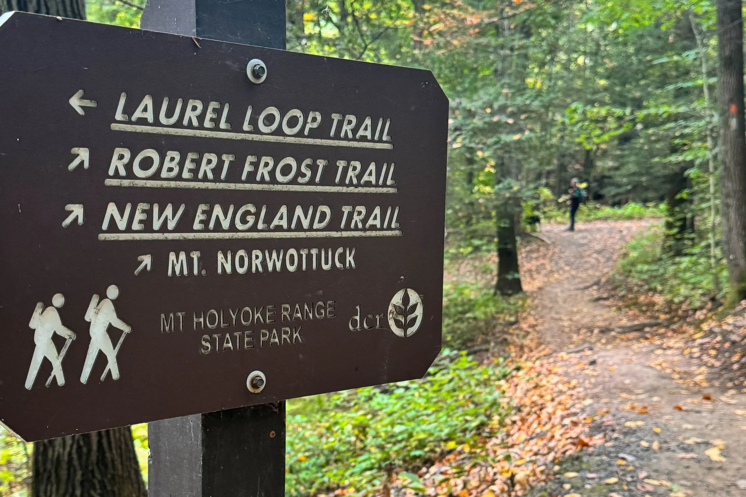 trail sign on the hike to mount norwottuck in massachusetts