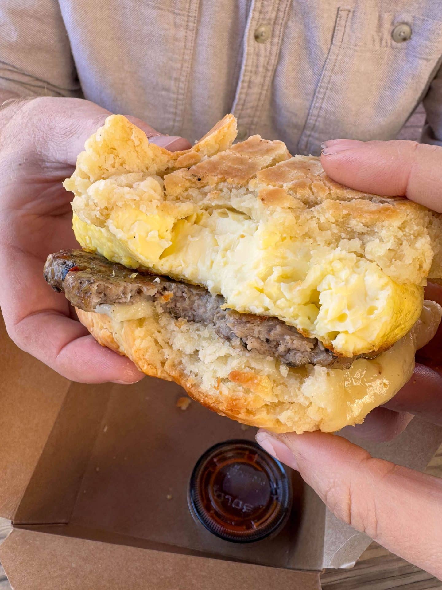 egg and cheese on a biscuit at heirloom market in wethersfield connecticut