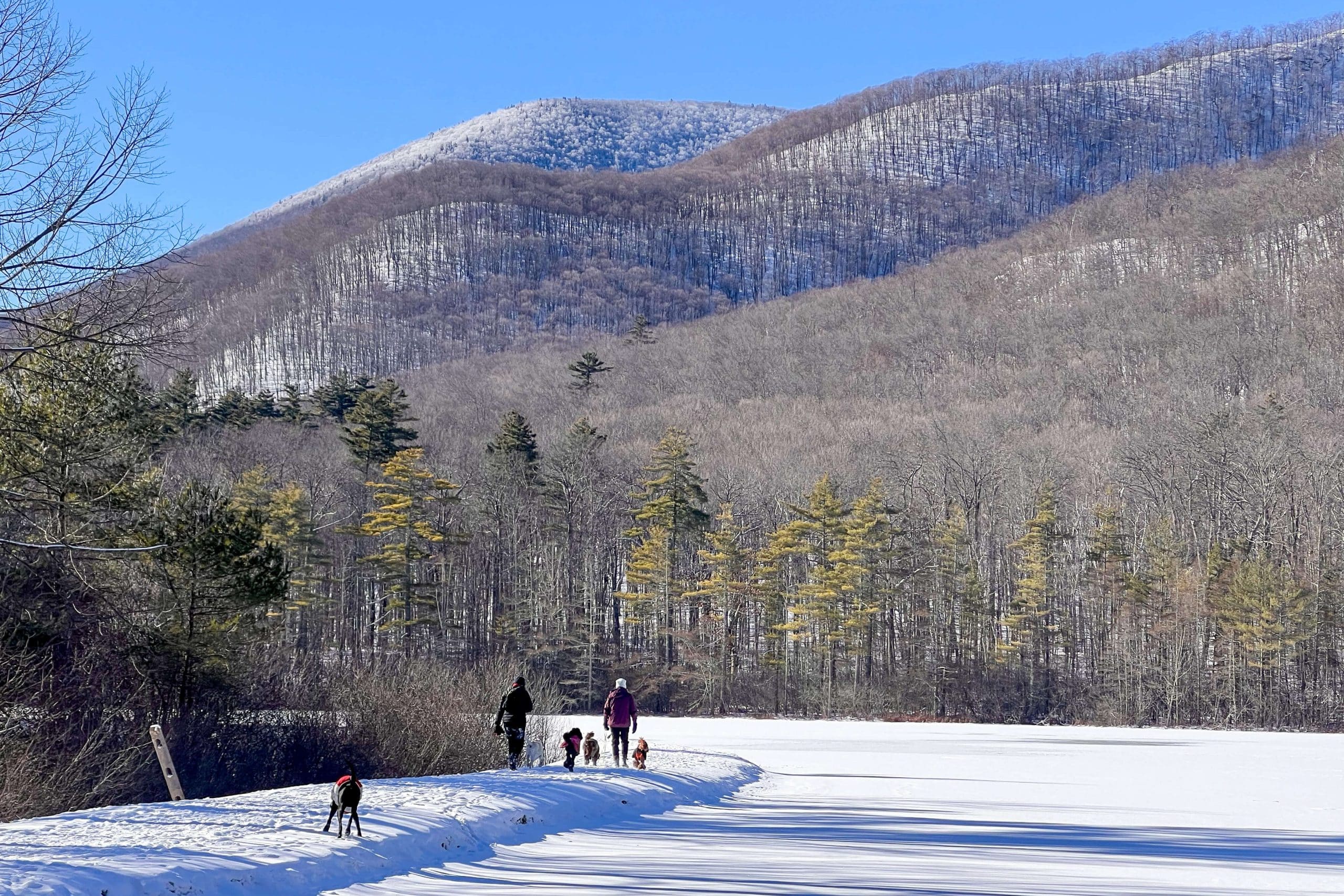 equinox pond hike in winter in manchester vermont