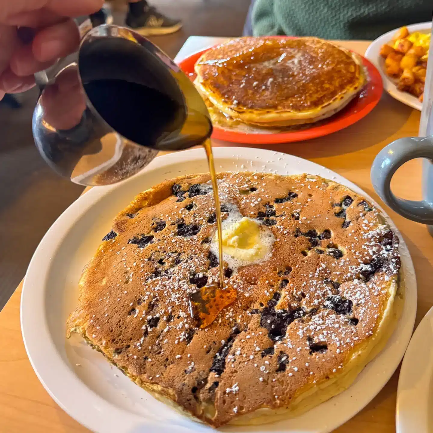 blueberry pancake and omellete at up for breakfast in manchester vermont