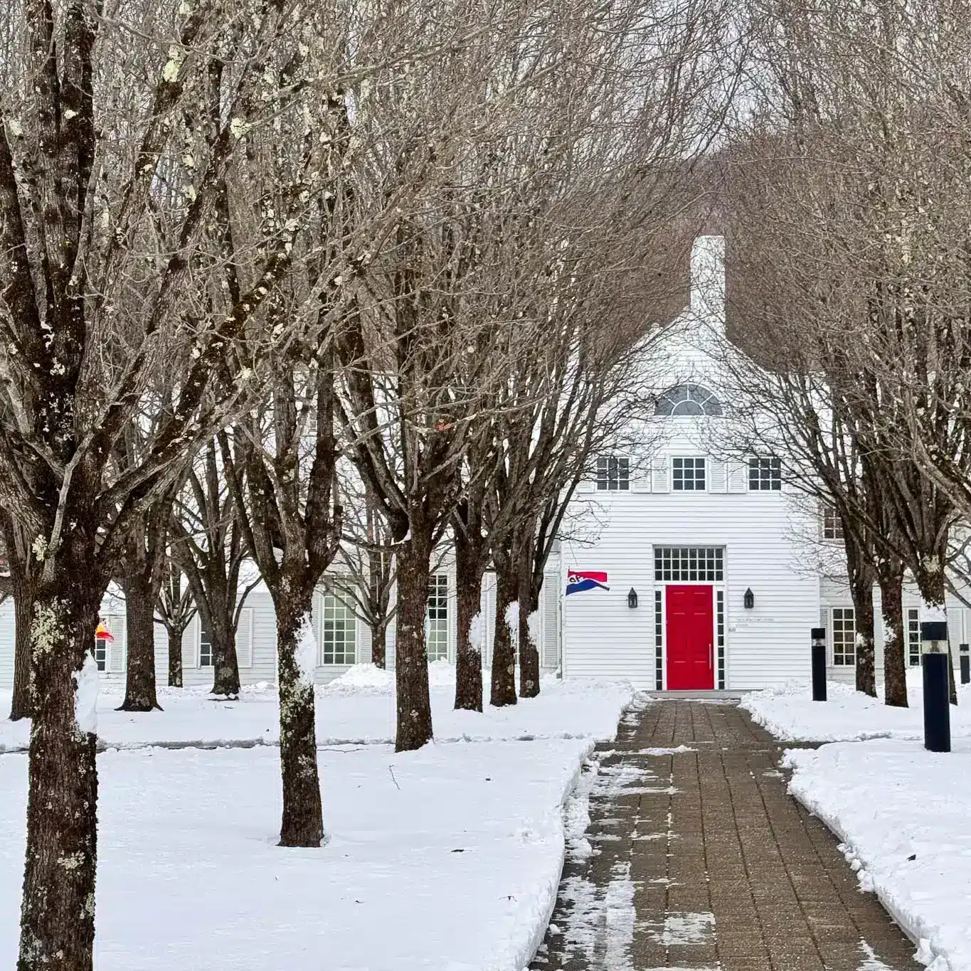 southern vermont arts center building in the snow