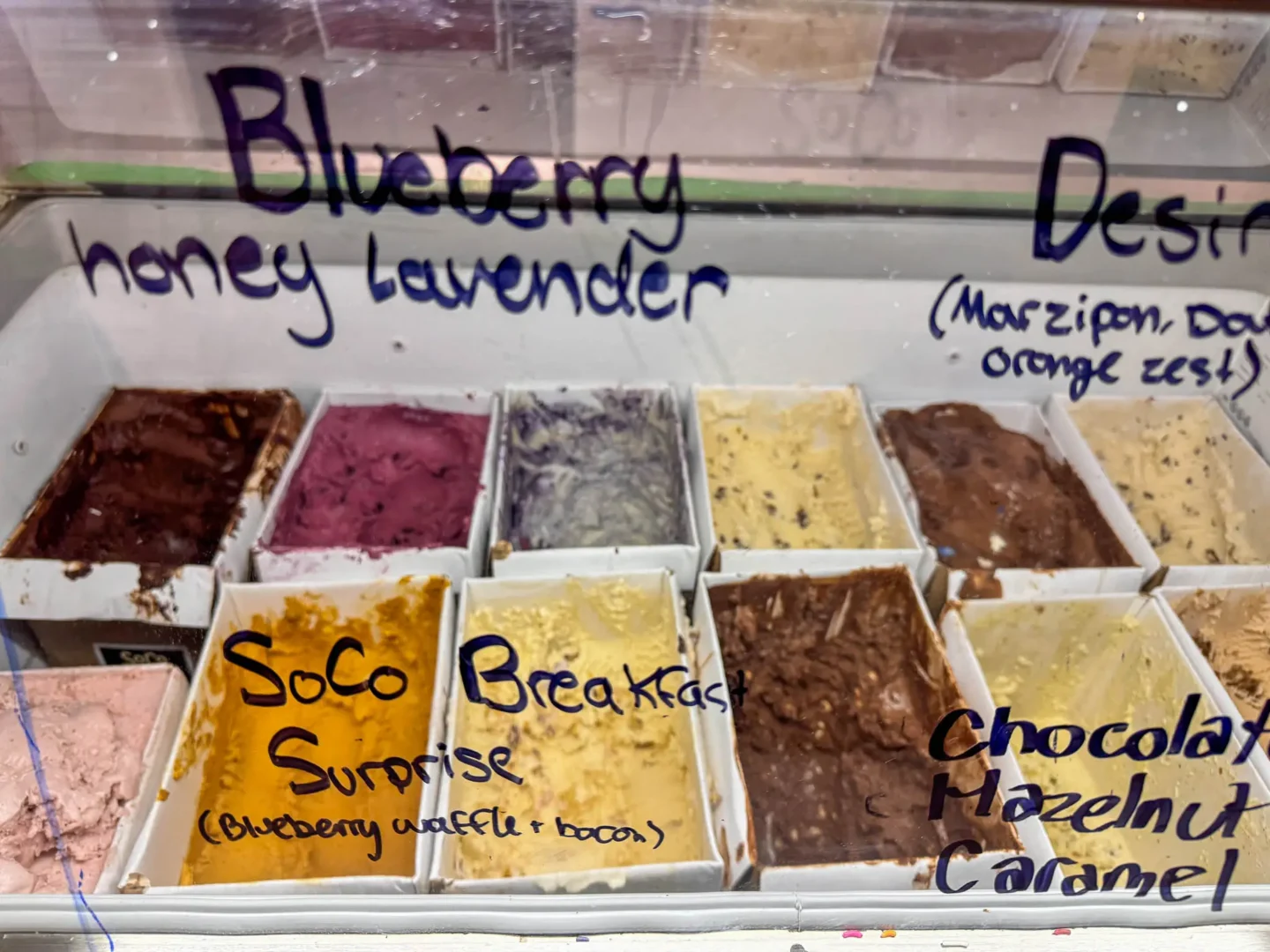 different flavors of ice cream at soco creamery