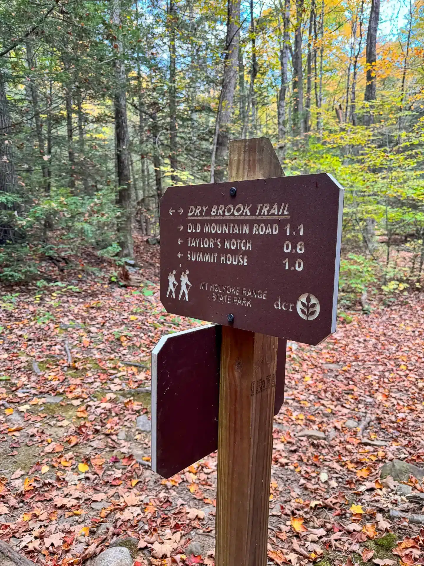 trail sign in skinner state park massachusetts