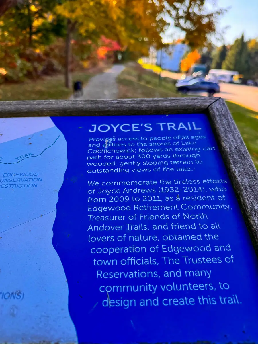 joyces trail sign at weir hill reservation