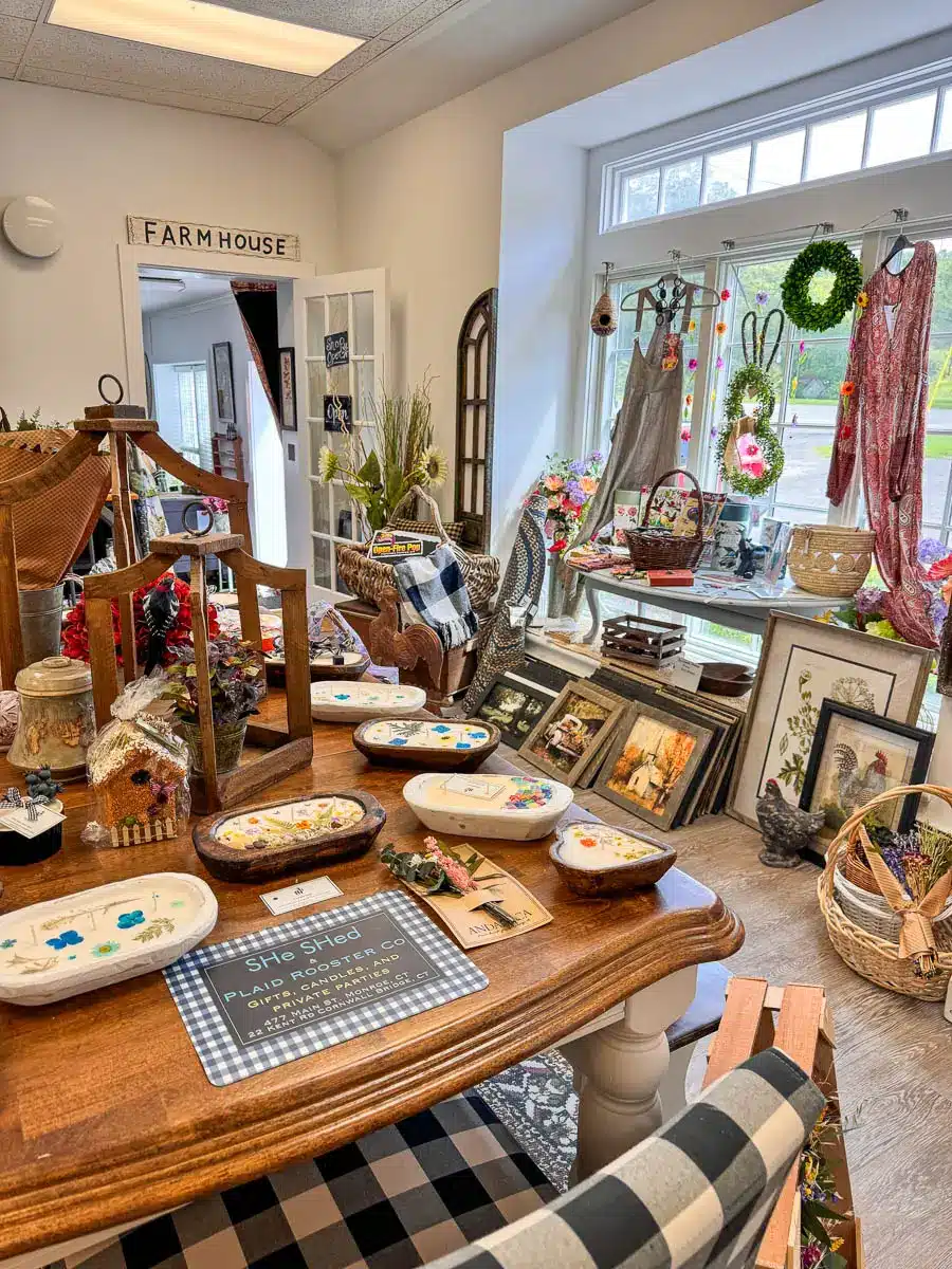 variety of home items like candles and a clock inside home store in cornwall ct