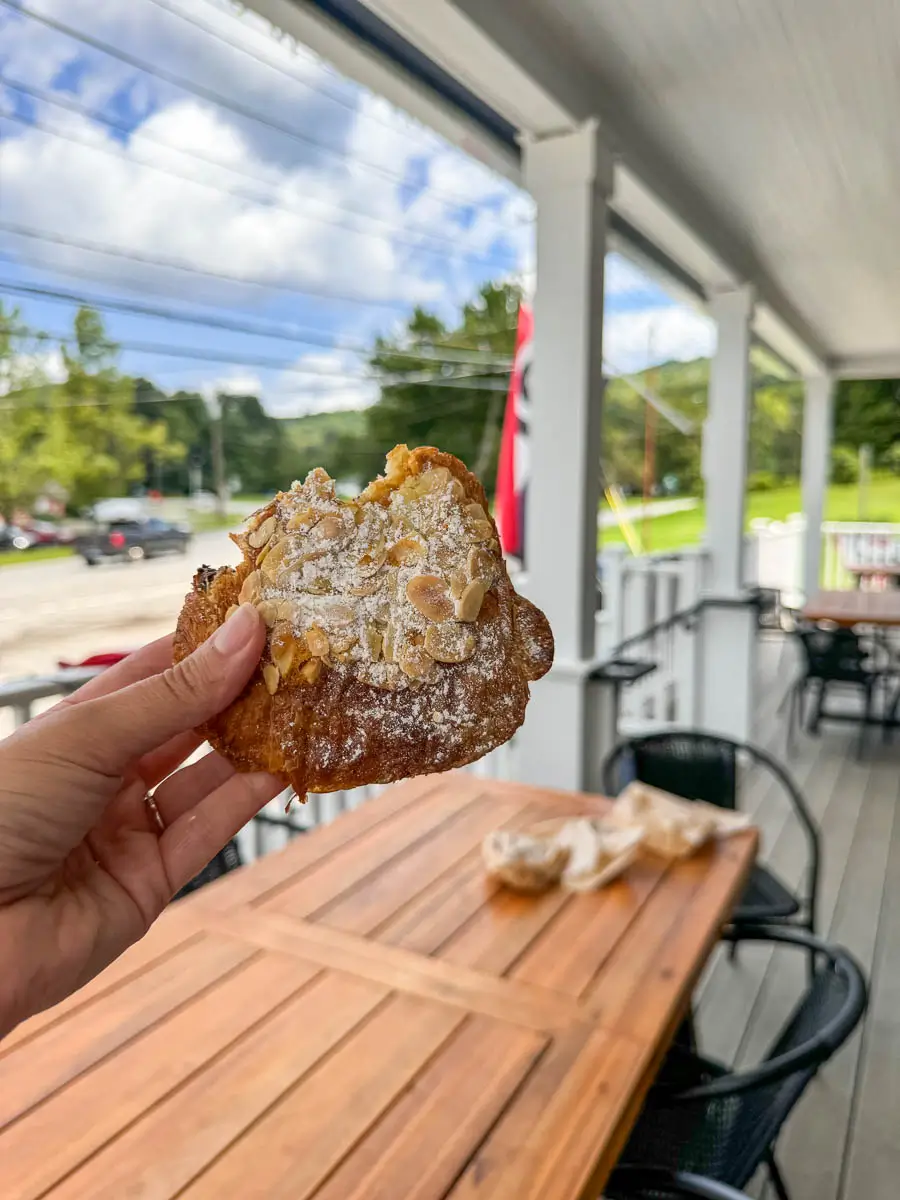 almond croissant outside of a bakery market in cornwall ct