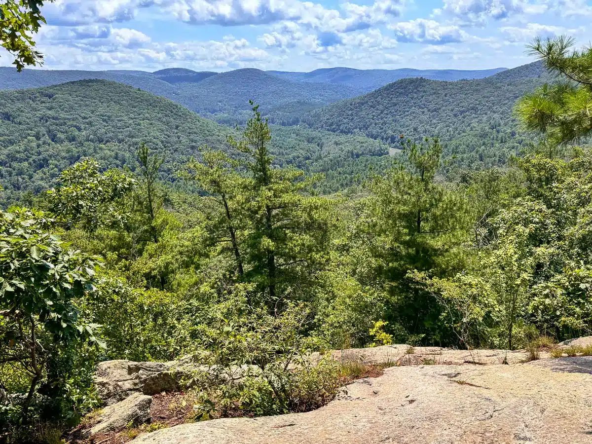green rolling mountains in summer at top of hike in cornwall ct