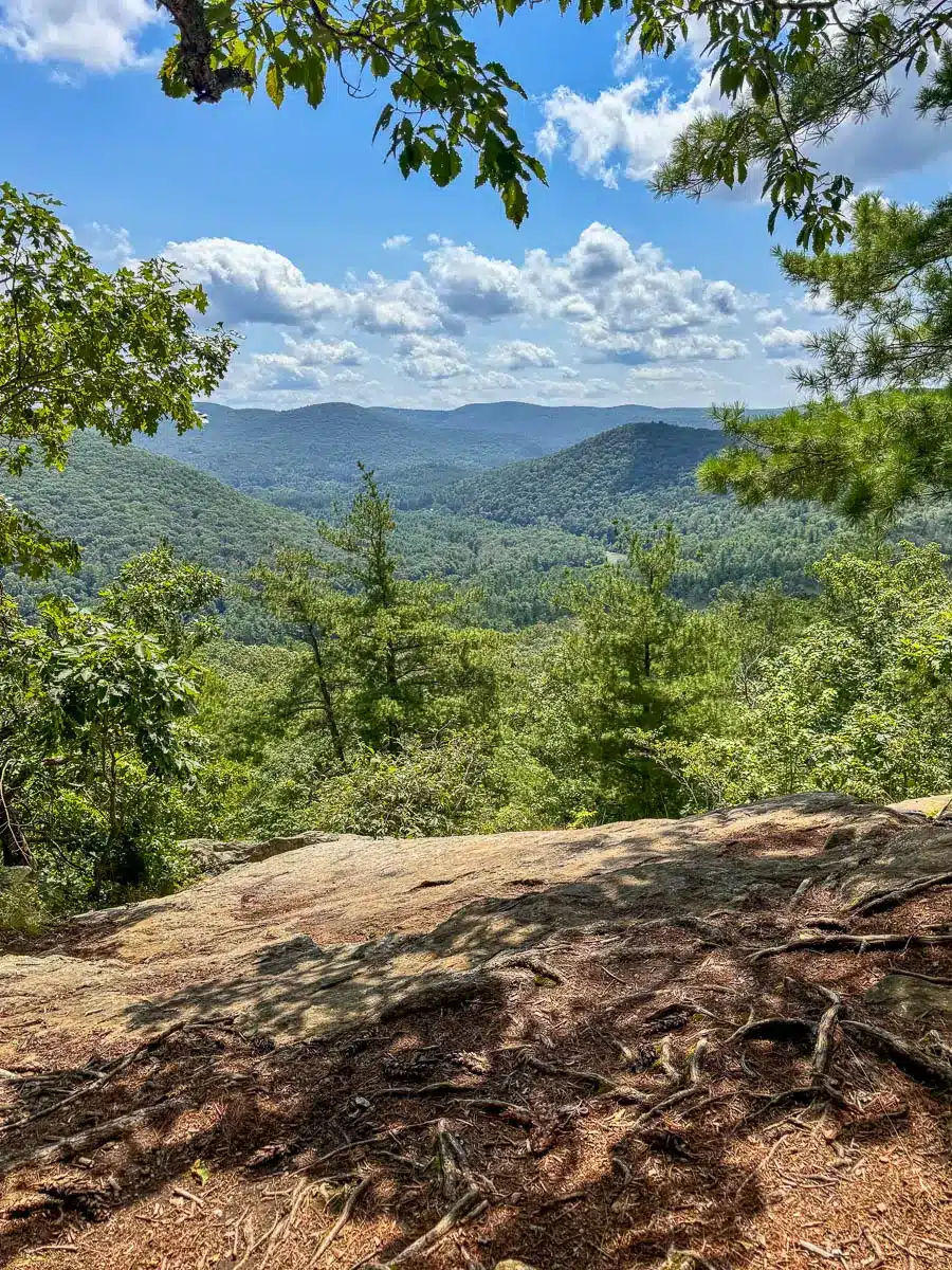 green rolling mountains in summer at top of hike in cornwall ct