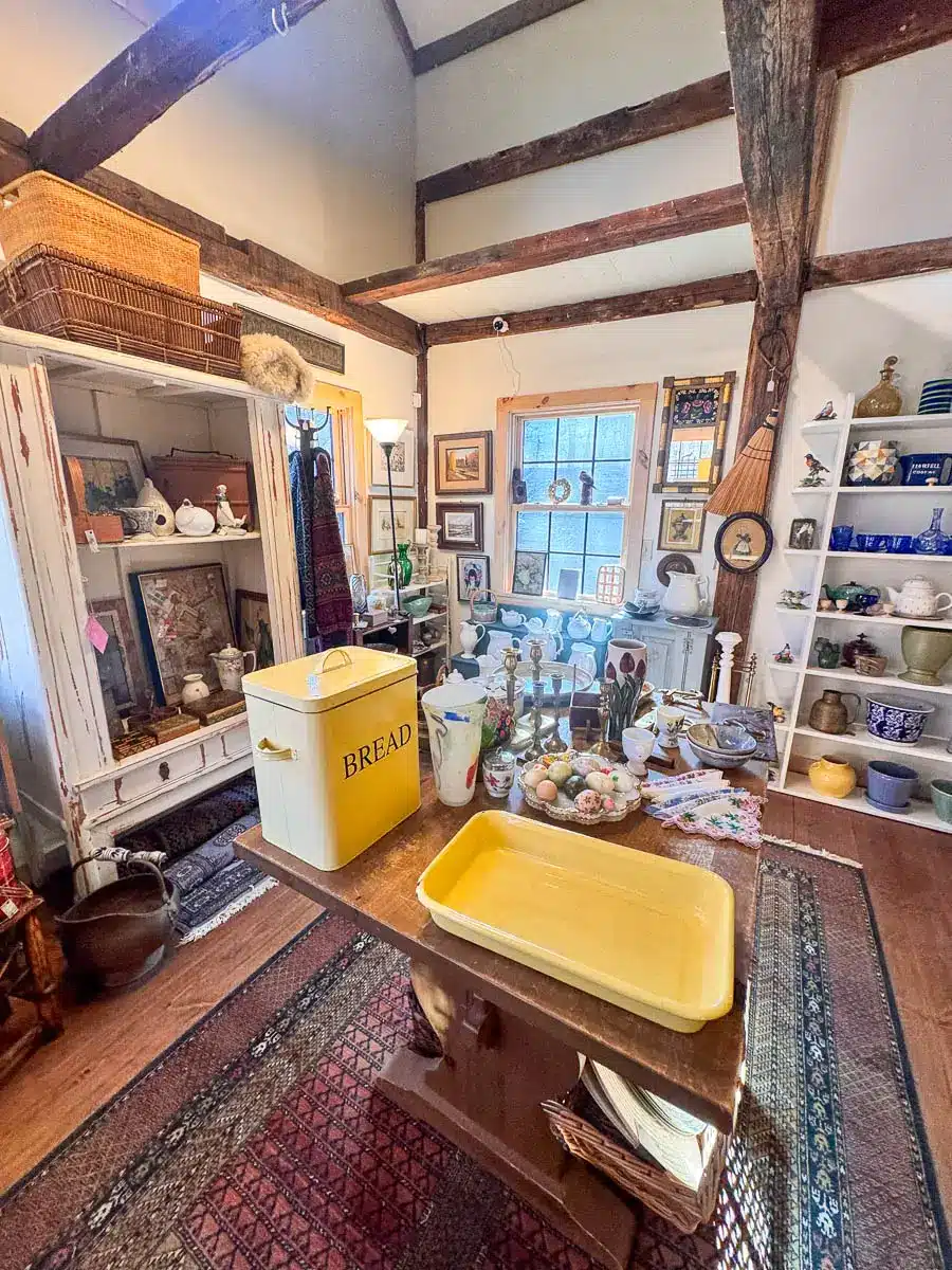 antique and home items inside large room in cornwall ct