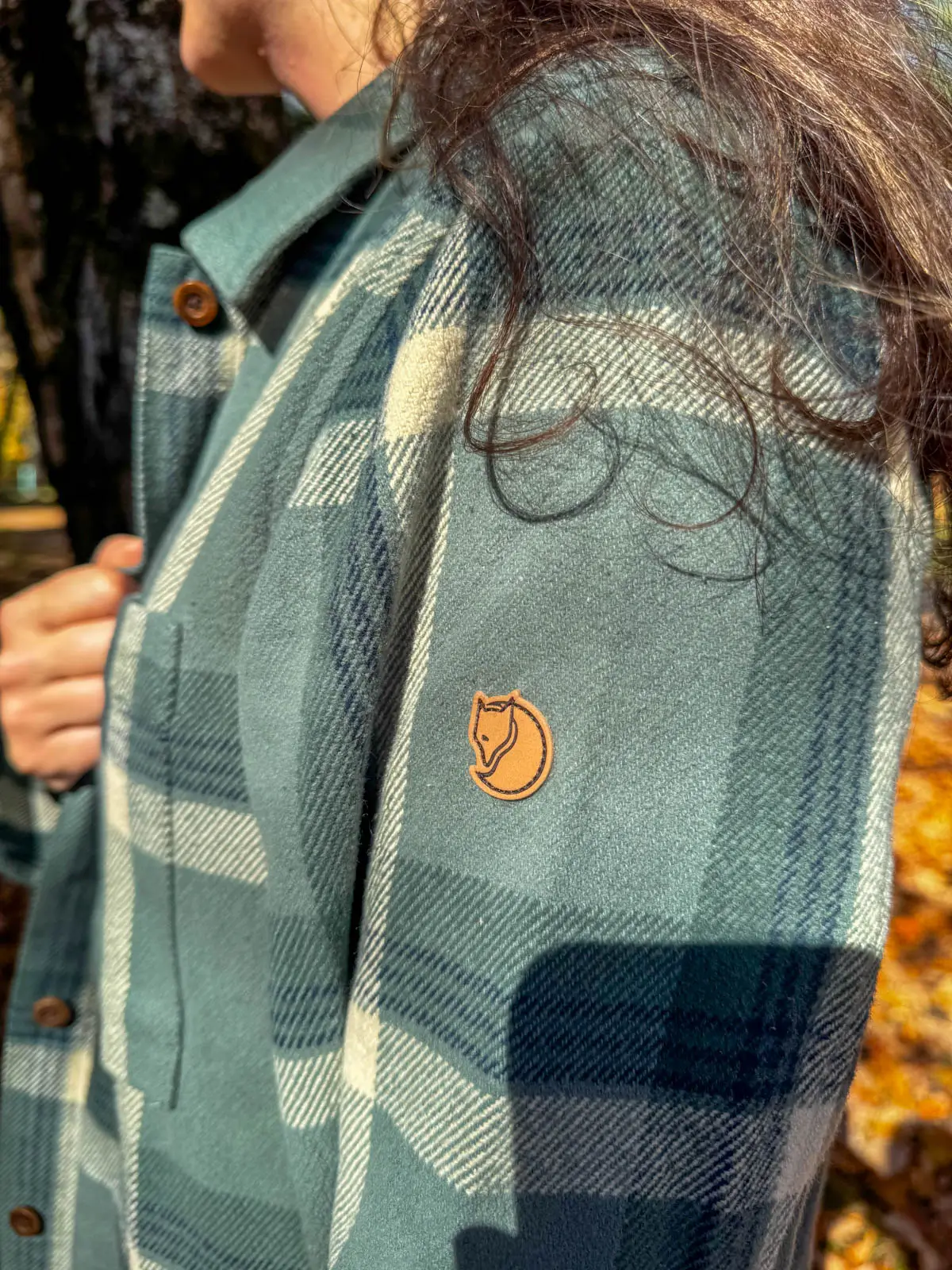 army green fjallraven flannel shirt.