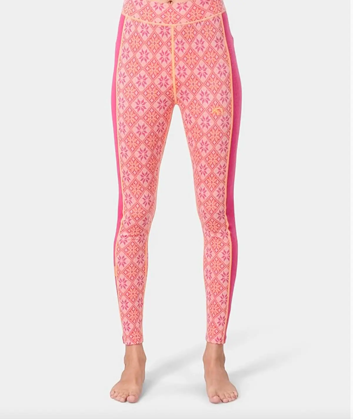 women's winter hiking base layer pink kari traa wool leggings.