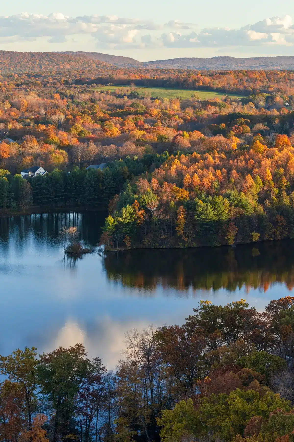 view of blue reservoir at ragged mountain.