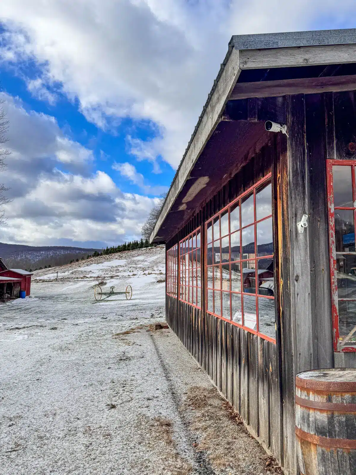 outside ioka maple syrup farm in the berkshires.