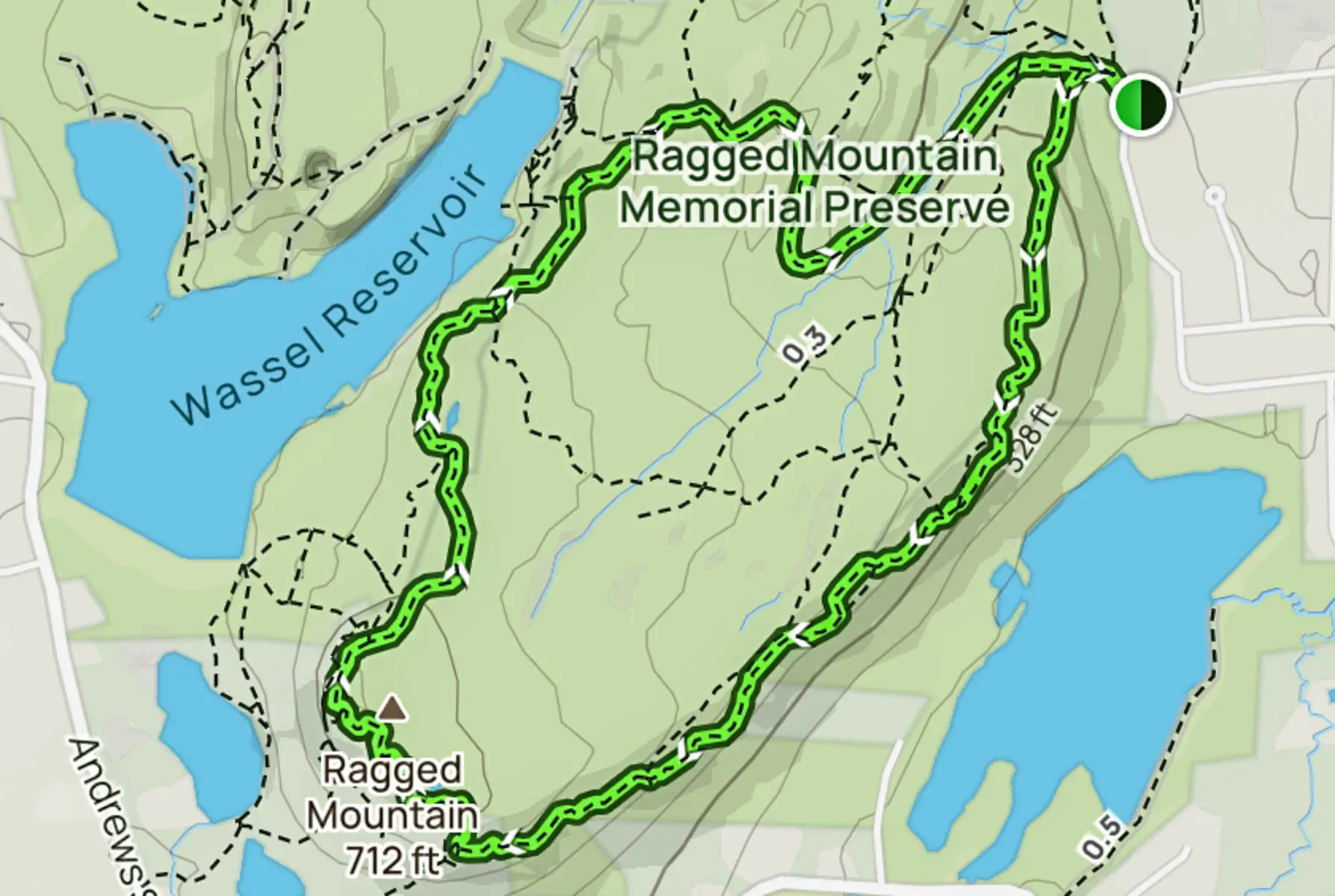 map of ragged mountain memorial trails in berlin connecticut.