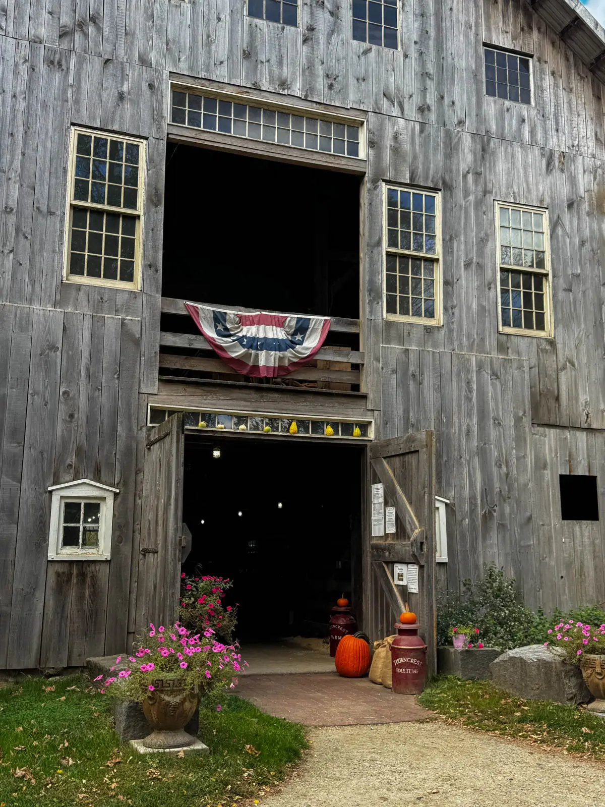 large gray barn at throncrest chocolates in goshen connecticut.